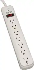 Front. Tripp Lite - 7 Outlet Surge Protector, 12' Cord, 1000 Joules - White.