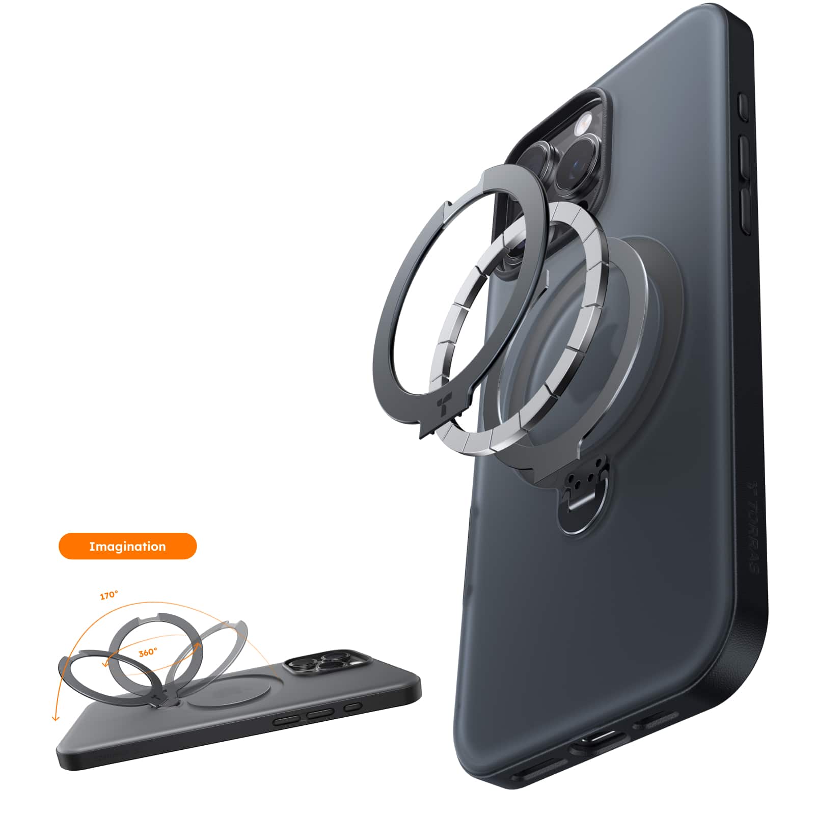 TORRAS Ostand Q3 Spin – Military Grade Translucent Case with 360