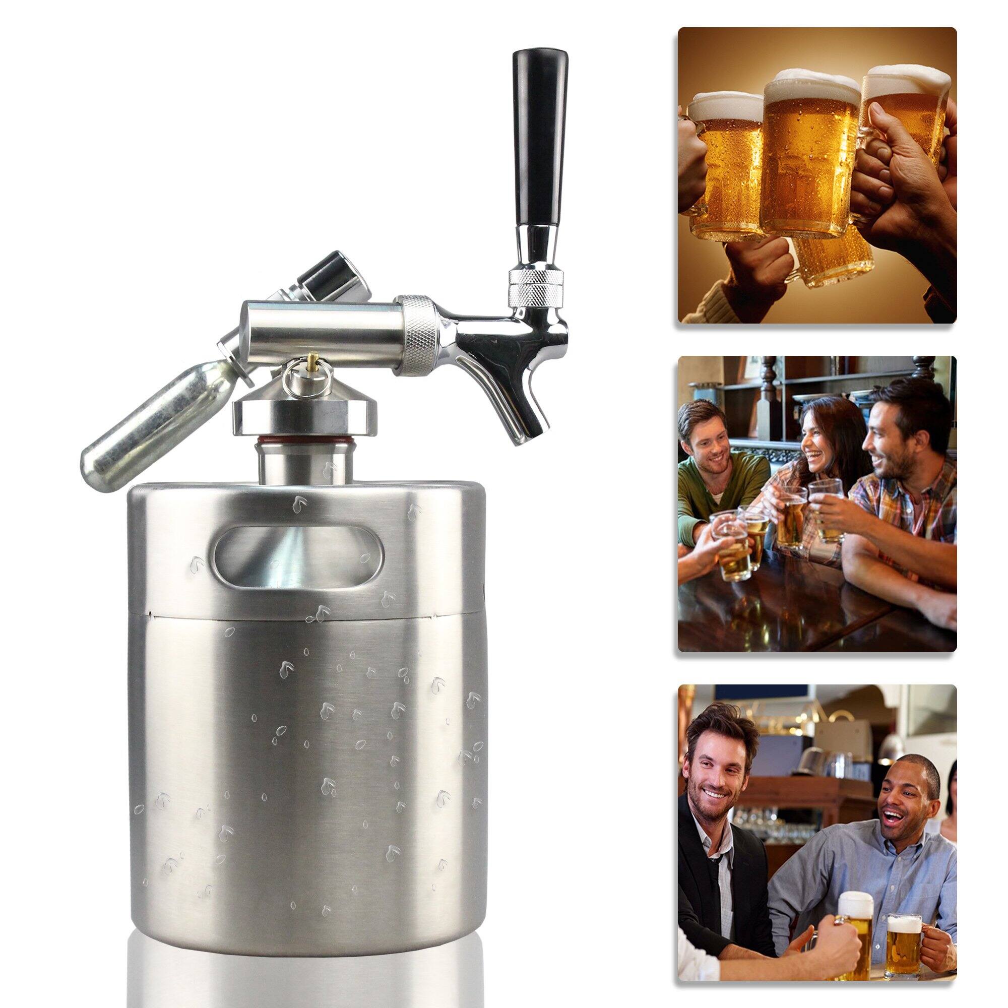 Back. NutriChef - NutriChef Pressurized Growler Tap System - Stainless Steel Mini Keg Dispenser Portable Kegerator Kit - Black/Chrome.