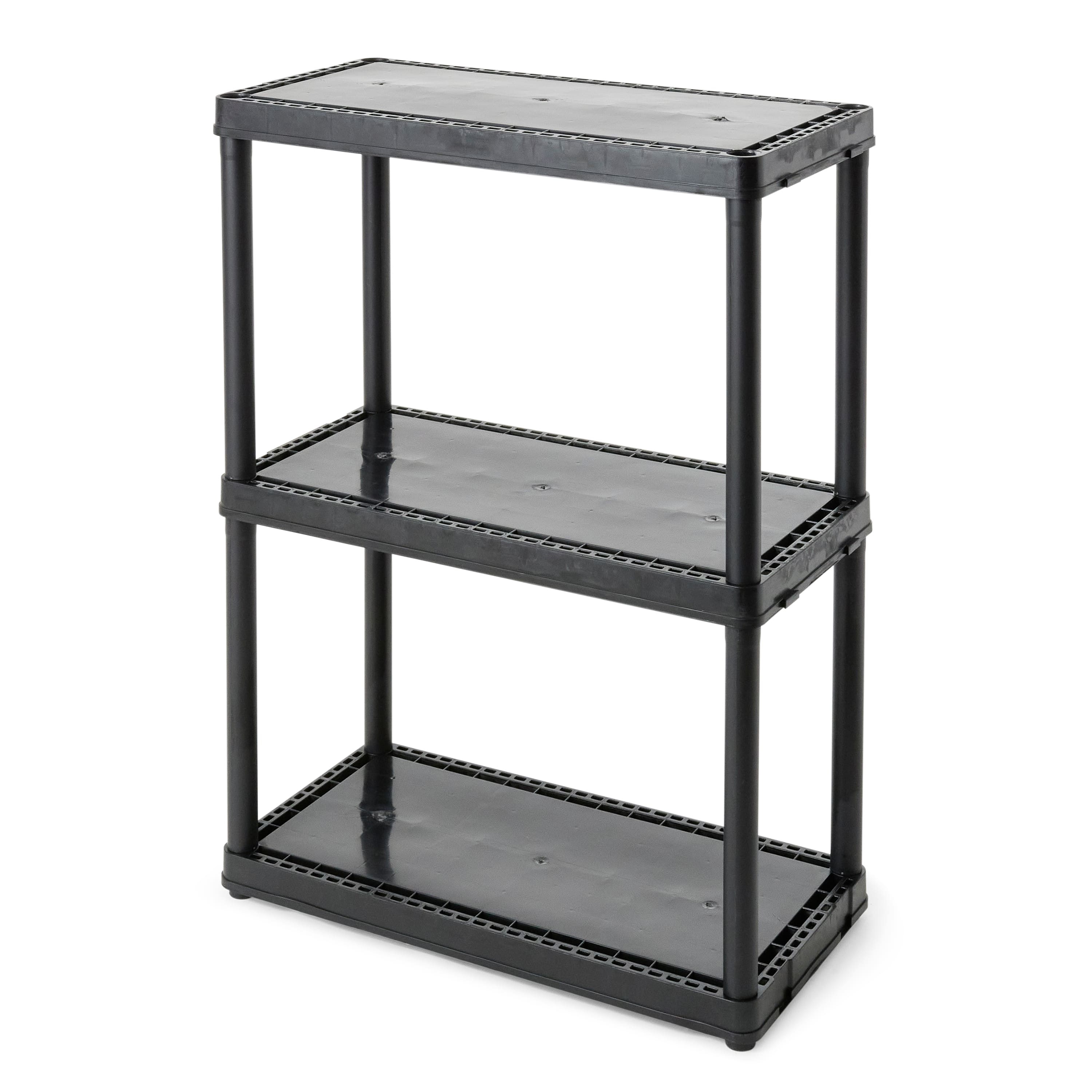 Gracious Living - 3 Shelf Fixed Height Solid Light Duty Home Storage Unit, Black - 3 Shelf - Black