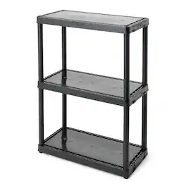 Gracious Living - 3 Shelf Fixed Height Solid Light Duty Home Storage Unit, Black - 3 Shelf - Black