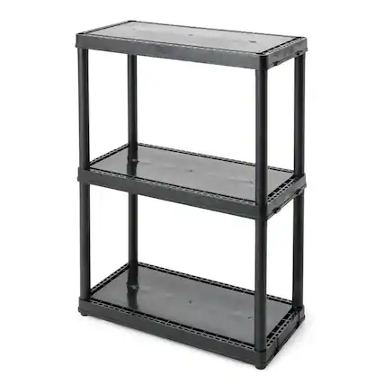 Front. Gracious Living - Gracious Living 3 Shelf Fixed Height Light Duty Storage Unit, Black (2 Pack) - Black.