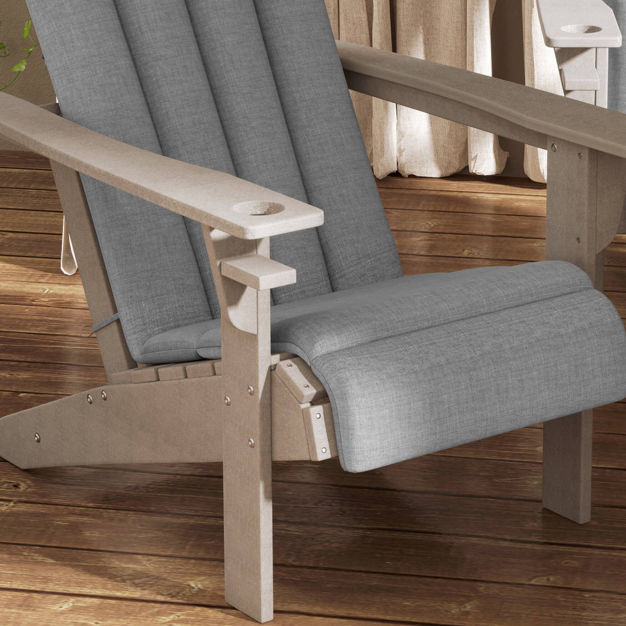 Alt View 8. Outsunny - Adirondack Chair Cushion Set of 4, Outdoor Chair Cushions with Ties, 25D High-Density Foam, 49" x 20" x 2" - Gray.