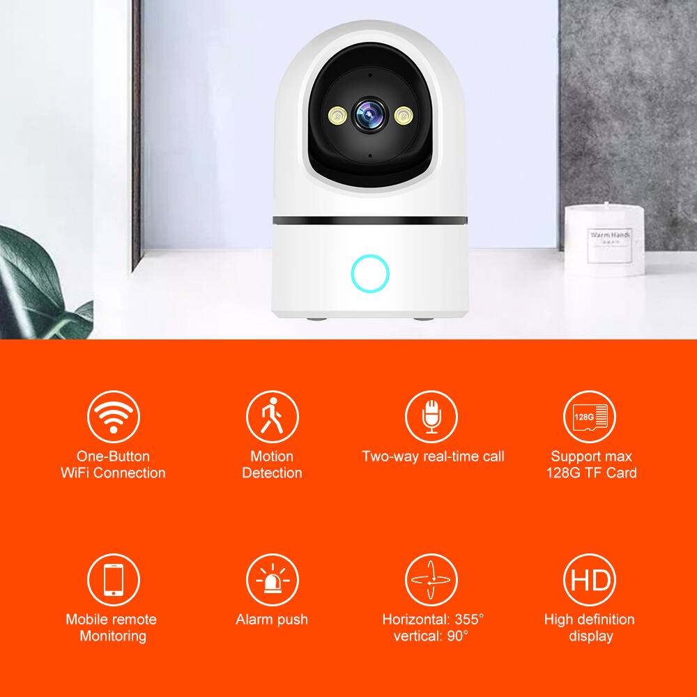 Warm Hand 128G One-Button WiFi Connection Motion Detection Two-way real-time call Support max 128G TF Card HD Mobile remote Monitoring Alarm push Horizontal: 355° vertical: 90° High definition display