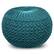 Front. Simpli Home - Grafton Velvet Round Pouf - Teal.