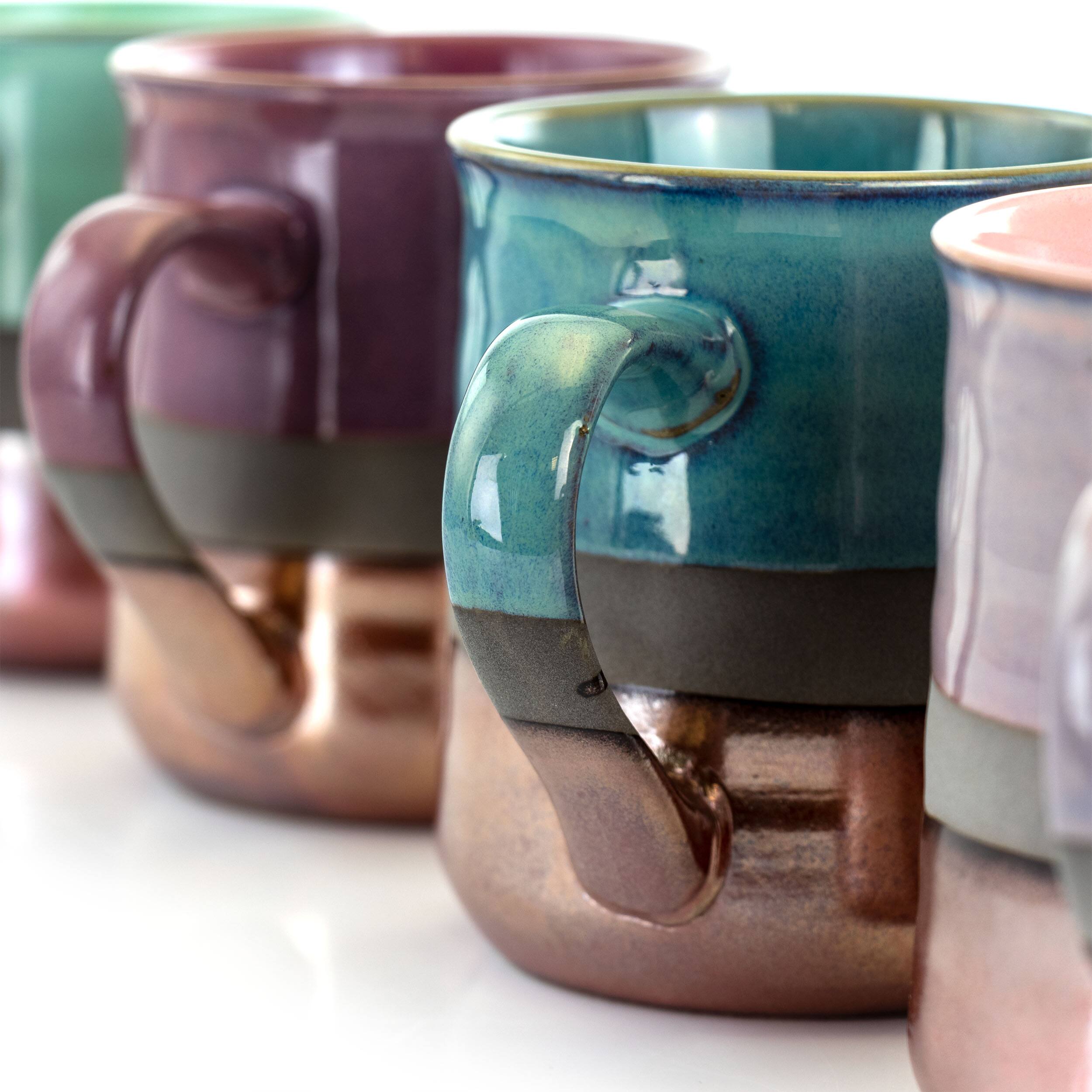 Alt View 3. Gibson - Gibson Home Copper Tonal 4 Piece 18 Ounce Round Stoneware Mug Set in Assorted Colors - Assorted.