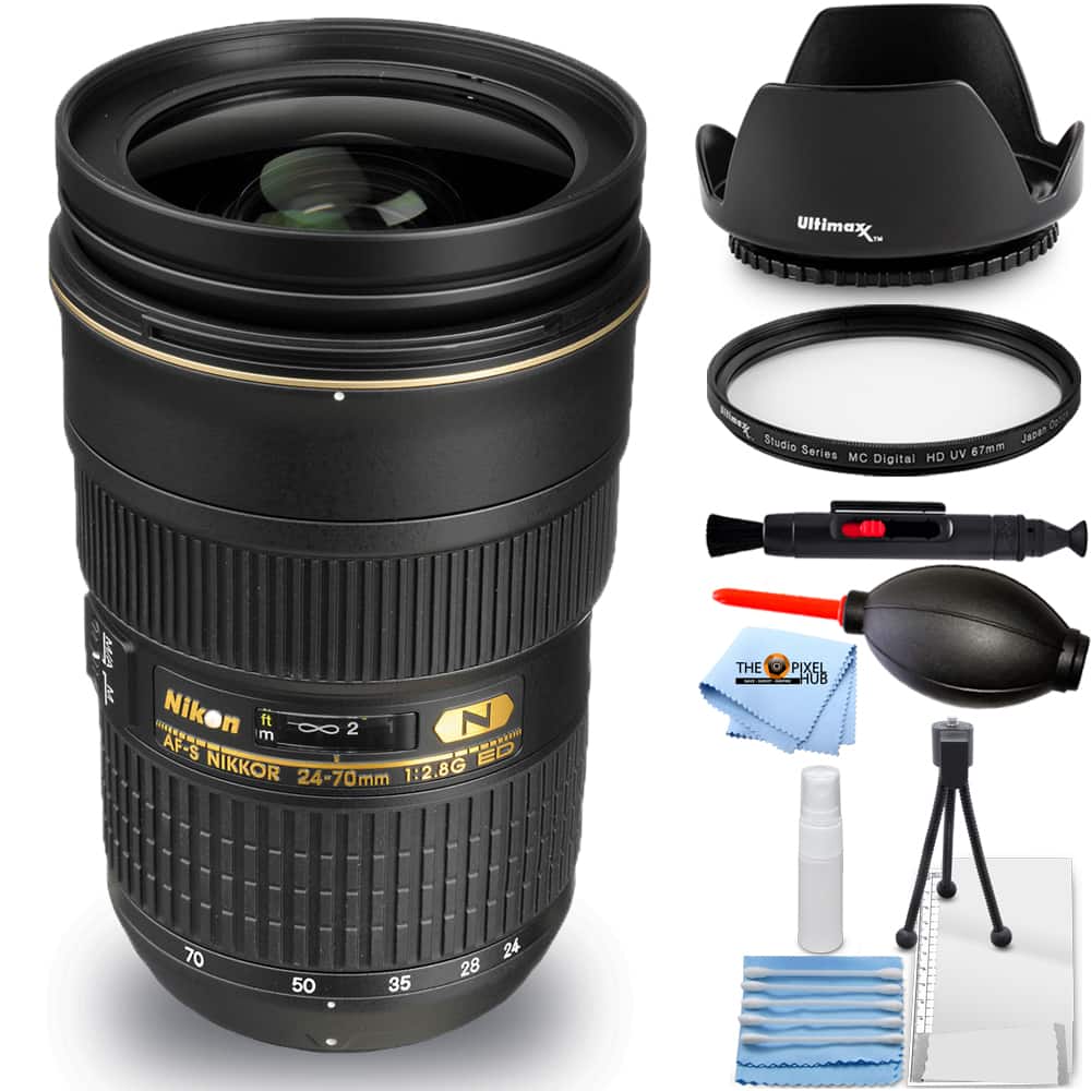 Nikon - AF-S Nikkor 24-70mm f/2.8G ED Autofocus Lens (Black) 7PC Accessory Bundle