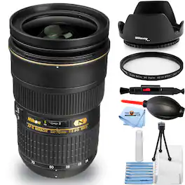 Nikon - AF-S Nikkor 24-70mm f/2.8G ED Autofocus Lens (Black) 7PC Accessory Bundle