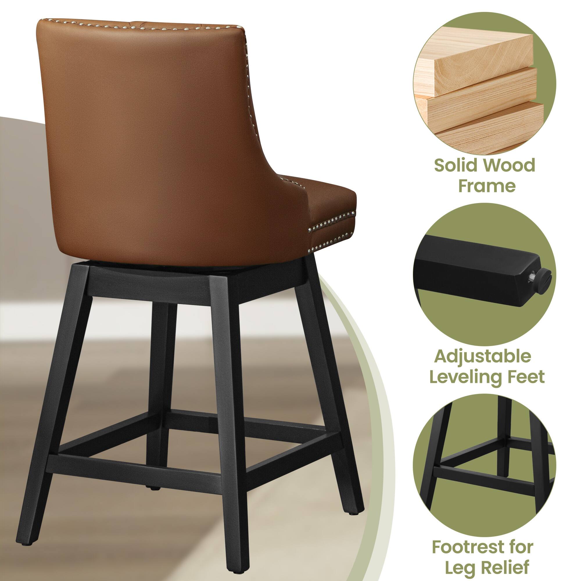 Solid Wood Frame Adjustable Leveling Feet Footrest for Leg Relief