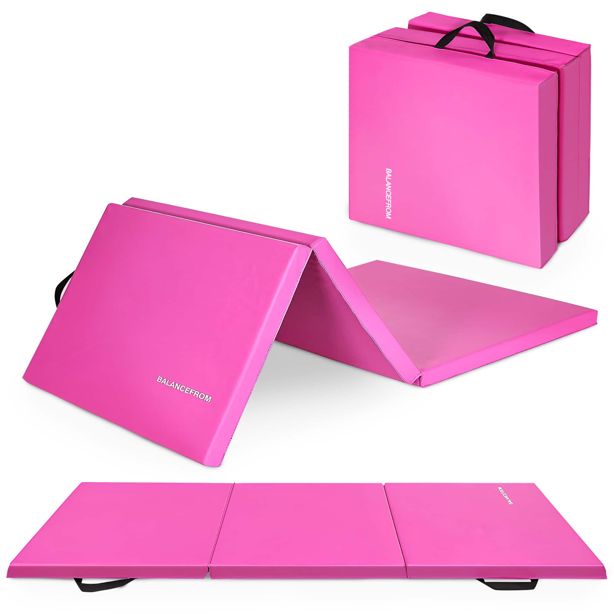 BalanceFrom Fitness - GoGym 2 Inch Thick Tri Fold Folding Gymnastics Mat - Pink