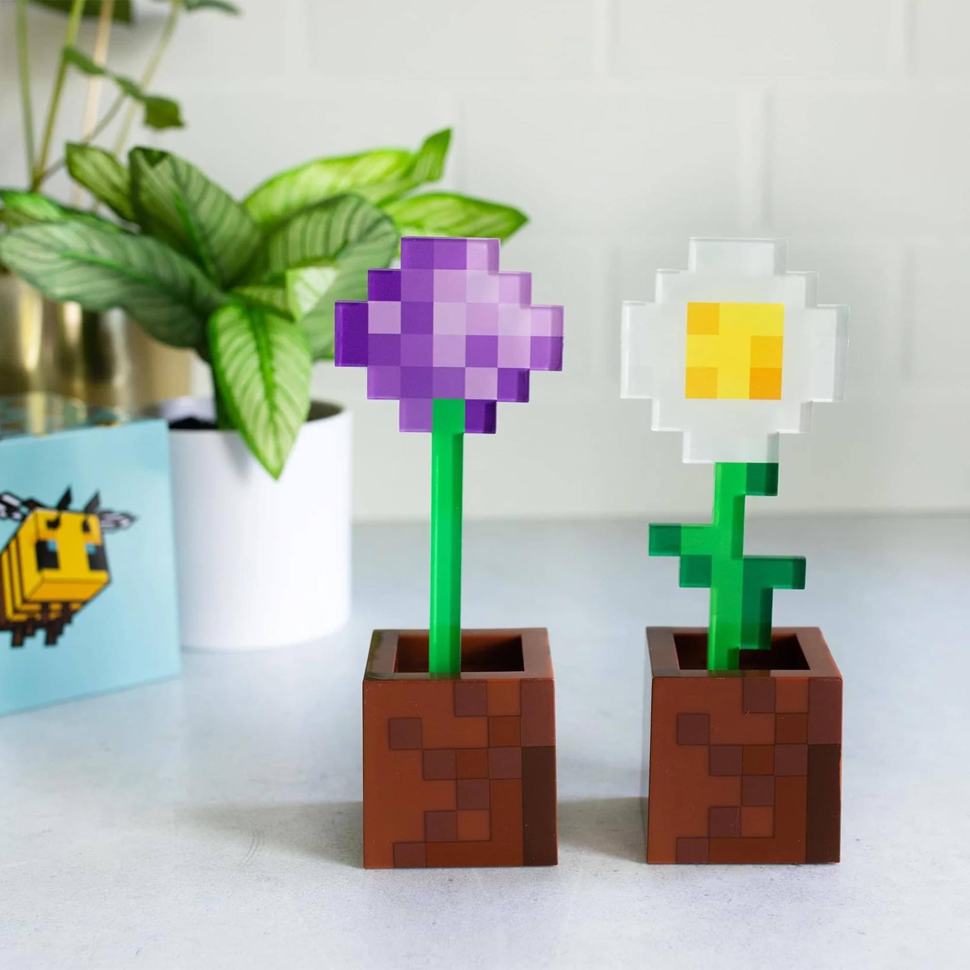 Alt View 1. Ukonic - Minecraft 2-Piece Flower Pot Mood Light Bundle - Multicolored.