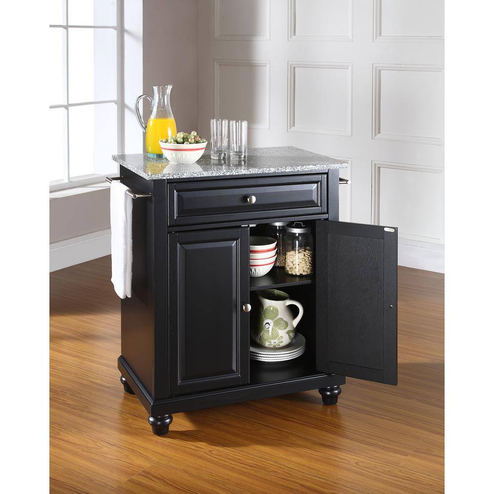 Angle. Crosley Furniture - Cambridge Granite Top Portable Kitchen Island/Cart - Black.