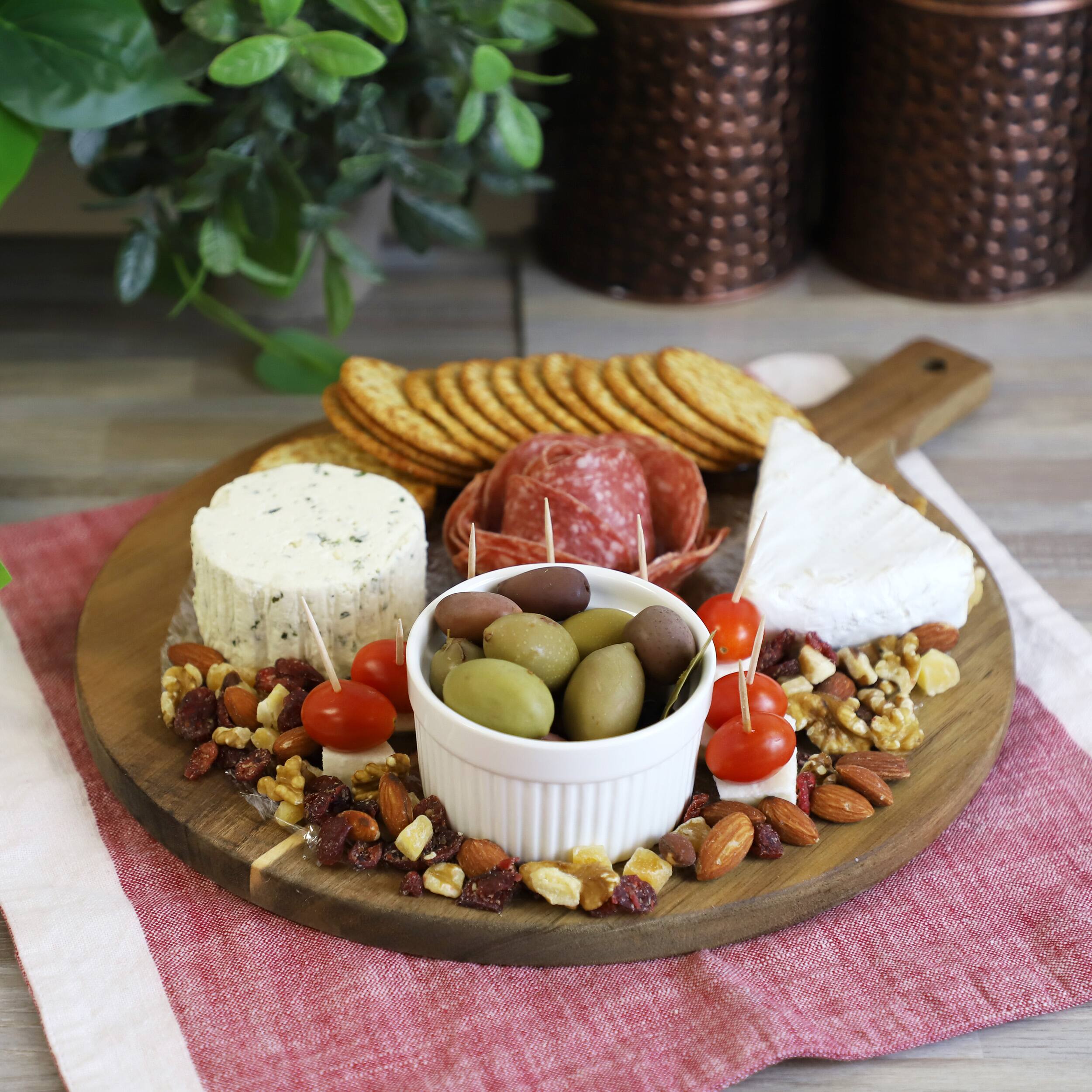 Alt View 5. MegaChef - MegaChef 12 Inch Acacia Wood Round Serving Board with Handle - Brown.