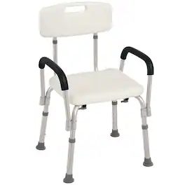 Homcom - Shower Chair, Mobility Medical Grade Bath Chair, Adjustable Shower Bench with Removable Armrests for Seniors, Handicap - White
