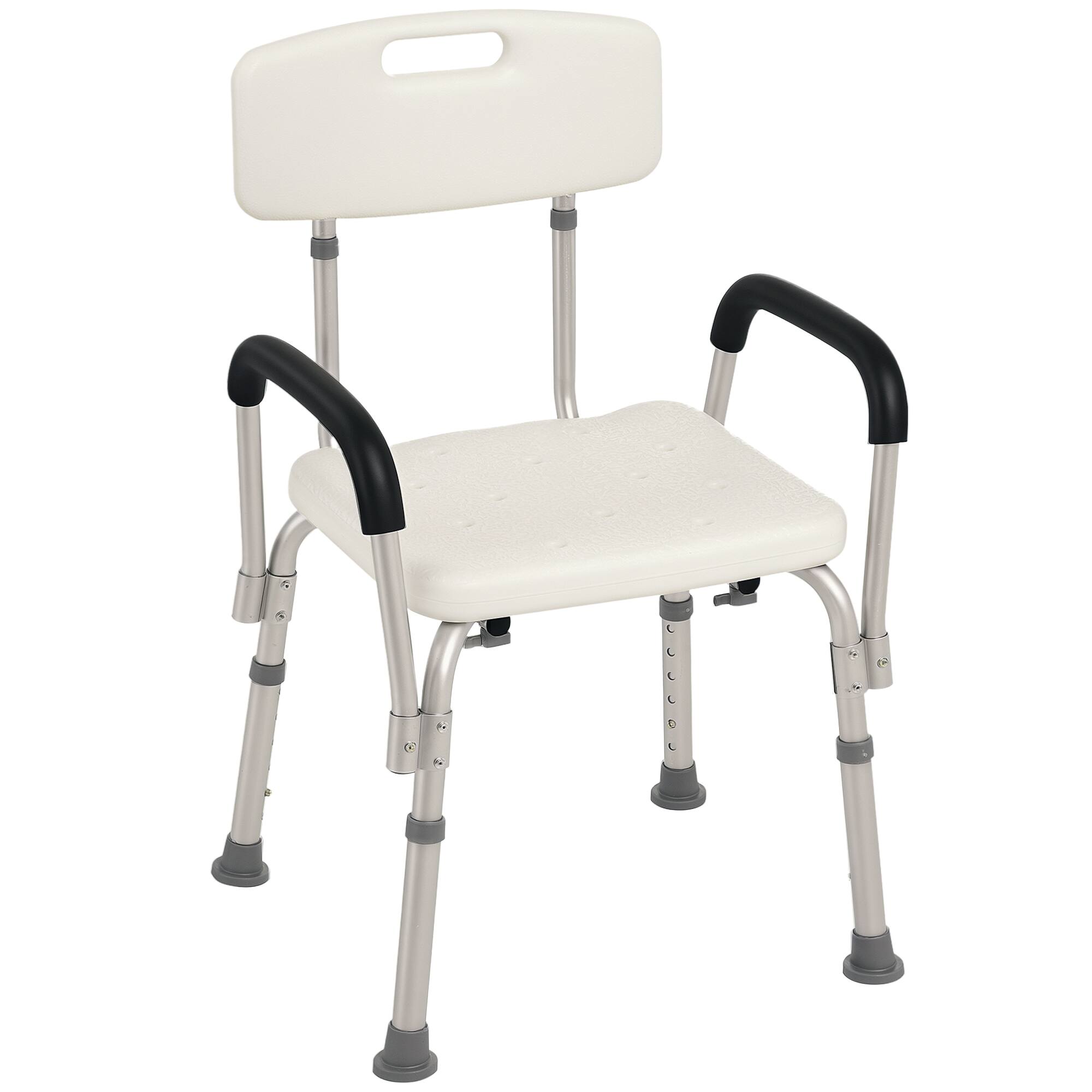 Front. Homcom - Shower Chair, Mobility Medical Grade Bath Chair, Adjustable Shower Bench with Removable Armrests for Seniors, Handicap - White.