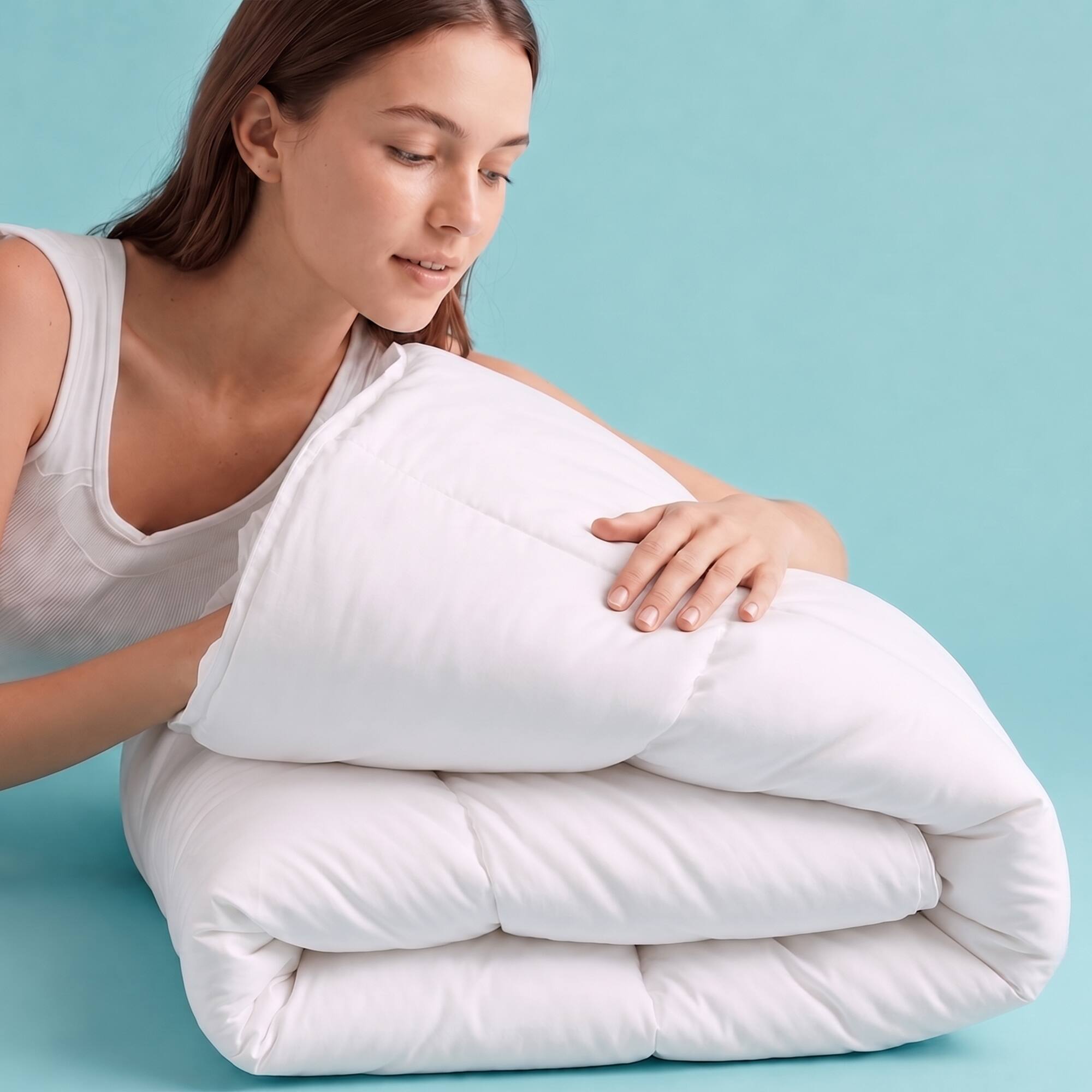 Alt View 4. Sleepgram - Sleepgram Twin Sized Pre Shrunk All Season Embroidered Cotton Comforter, White - White.