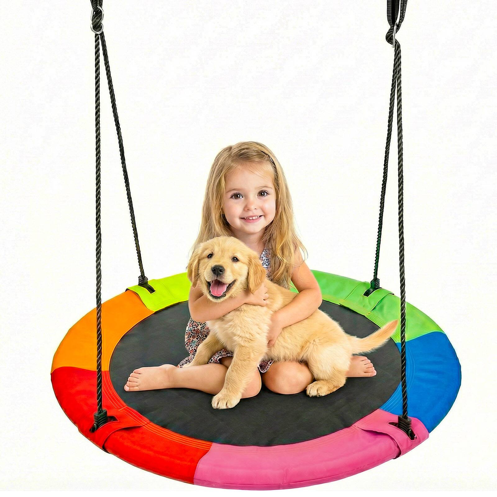Alt View 1. KyyWee - 40-Inch Saucer Tree Swing with Steel Frame, Adjustable Suspension and 360-Degree Rotation.