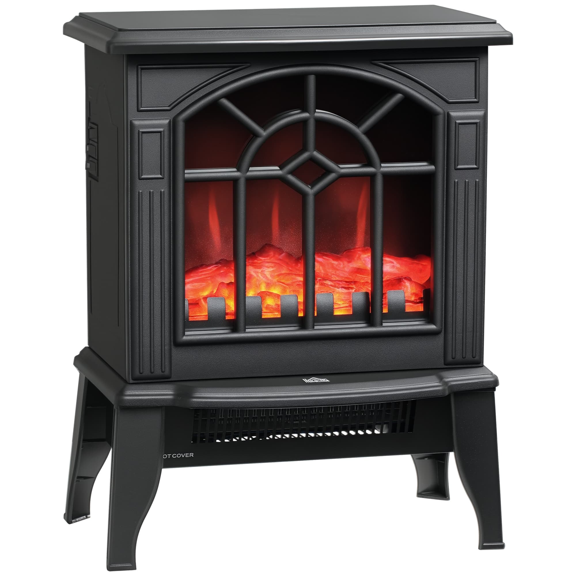Homcom - Electric Fireplace Stove, 18" Freestanding Fireplace Heater with Realistic Flame, Overheating Protection, Portable