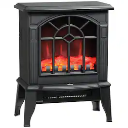 Homcom - Electric Fireplace Stove, 18" Freestanding Fireplace Heater with Realistic Flame, Overheating Protection, Portable
