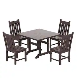 WestinTrends - Malibu 5 Piece Outdoor Patio Dining Set Outdoor Square Table and Chair Set - Dark Brown