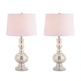Jonathan Y - Genie 28.5" Glass LED Table Lamp, (Set of 2) - Mercury Silver