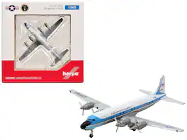 Herpa - Douglas VC-118A USAF One 1254th ATW Andrews AFB (53-3240) White Blue Stripes Transport Aircraft 1/500 Airplane - White, Blue