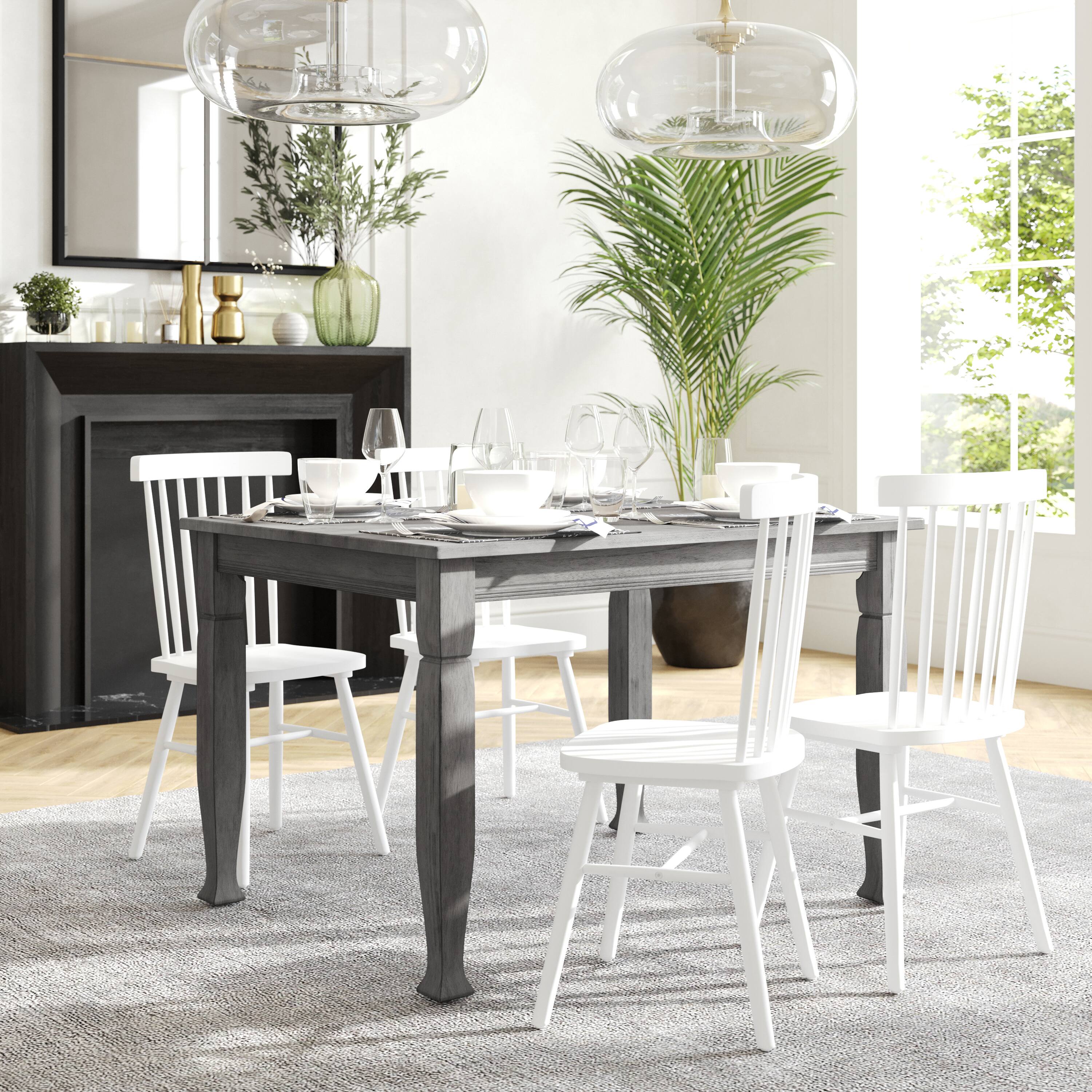 Alt View 1. Flash Furniture - Grace 47" Solid Wood Dining Table with Turned Wooden Legs, Commercial Grade Heavy Duty Rectangle Wood Table for 4, Antiq - Gray.