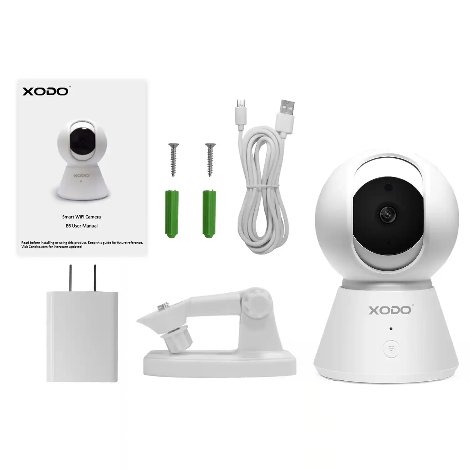 XODO Smart WiFi Camera  
EG User Manual  

Read before installing or using this product. Keep this guide for future reference.  
Visit Xodo.com for literature updates!  

Busd Satane installing - using this product  
Toep - g - f iference  
Val n E Eneratura plte XODO
