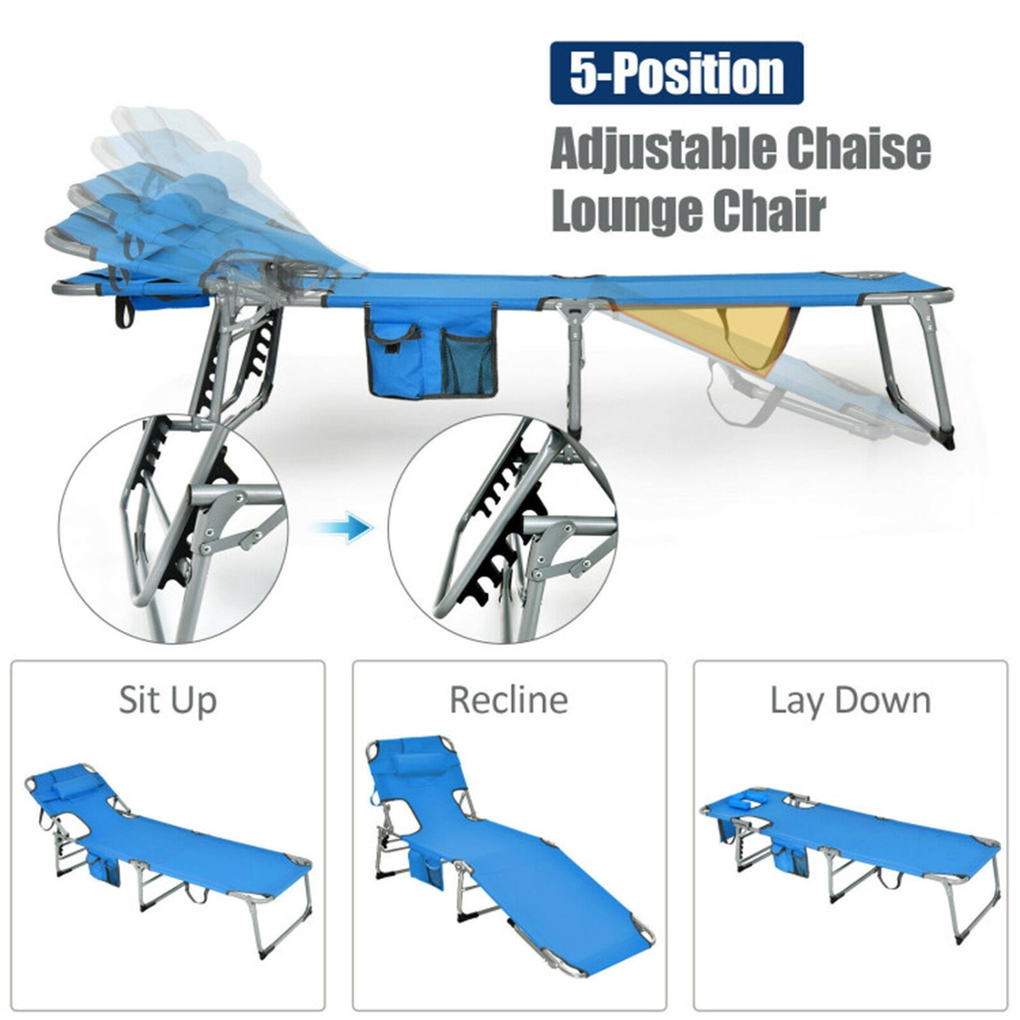 5-Position Adjustable Chaise Lounge Chair

- Sit Up
- Recline
- Lay Down