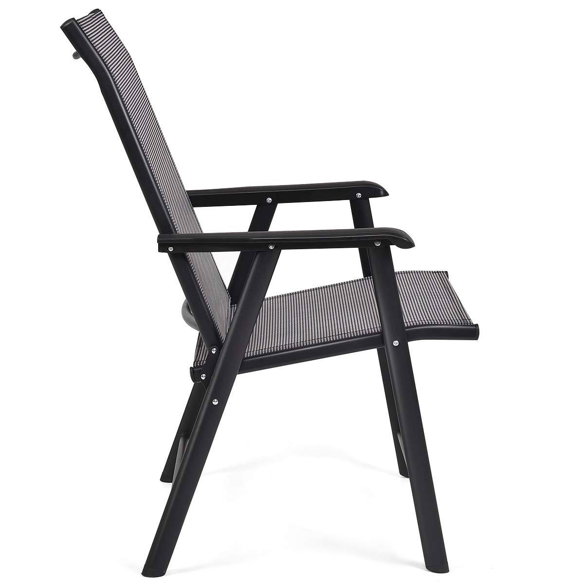 Alt View 5. JETRANSPORT - Set Of 4 Folding Patio Chairs Outdoor Portable Dining For Garden Camping Poolside Beach Deck Lawn 4-pack - Grey 1 Count Pack of 4.