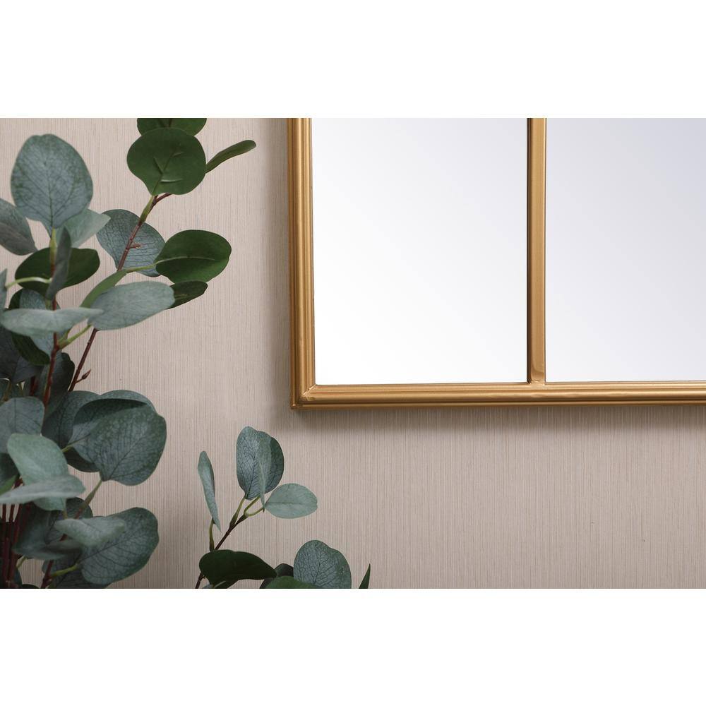 Back. Elegant Decor - Metal frame rectangle mirror 14x28 inch in Brass - Brass.