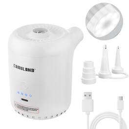 CAMULAND - Electric Air Pump with 3 in 1 Nozzles for Different Valves - White