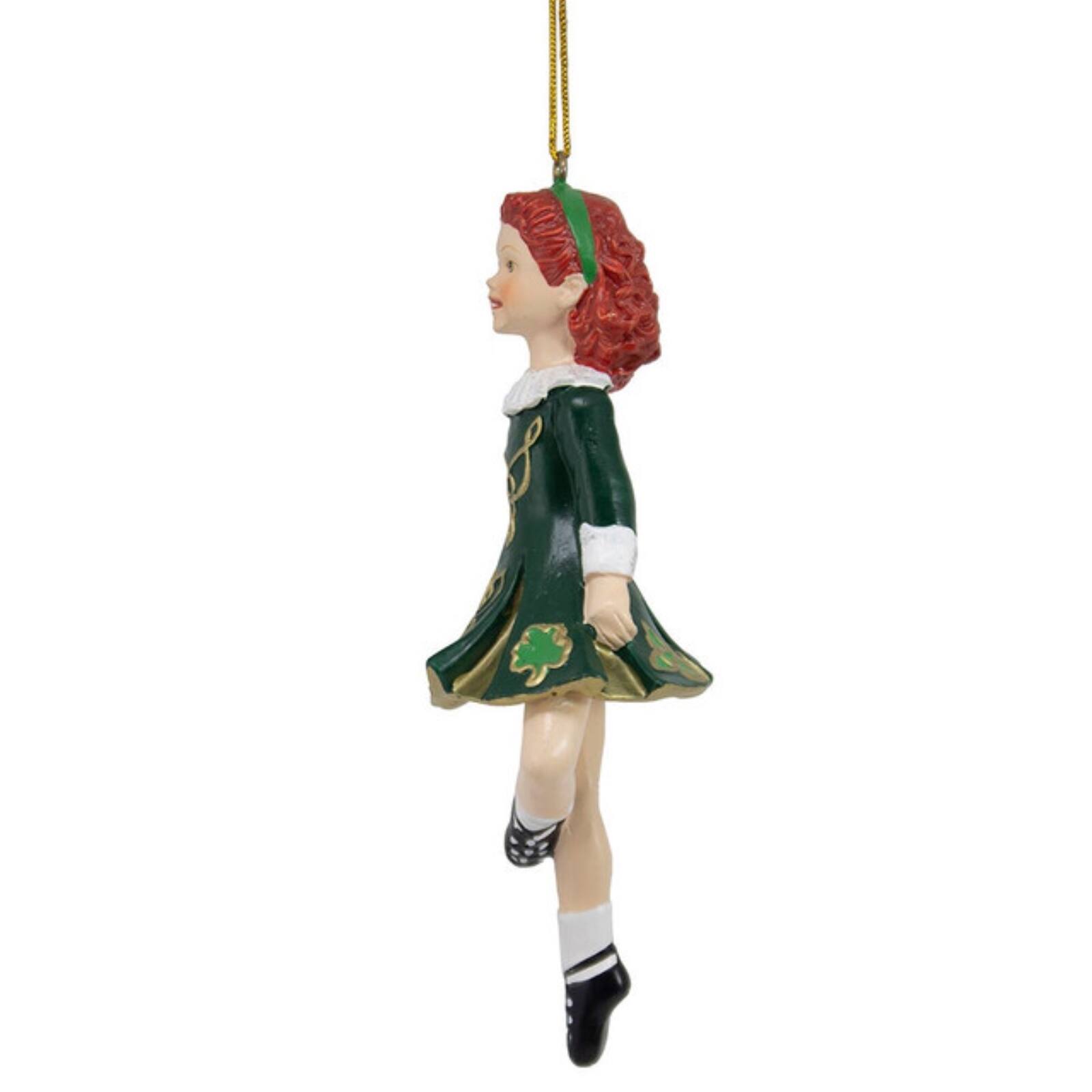 Back. Kurt S Adler - Kurt Adler Step Irish Dancer Girl in Green Dress Resin Christmas Tree Ornament 6 inch - Green.