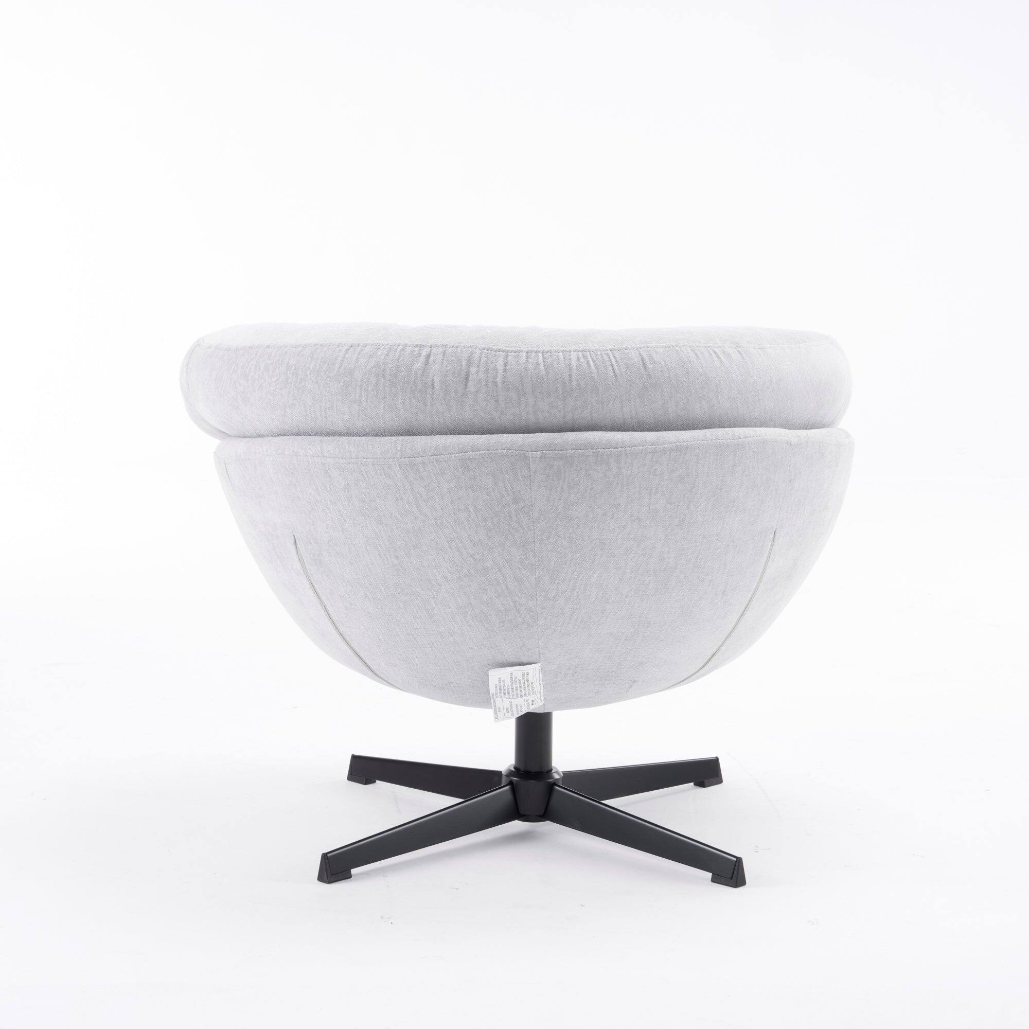Alt View 7. Boyel Living - Gray Modern Chenille Round Swivel Office Chair with Removable Cushion. Black Metal Base - Gray.