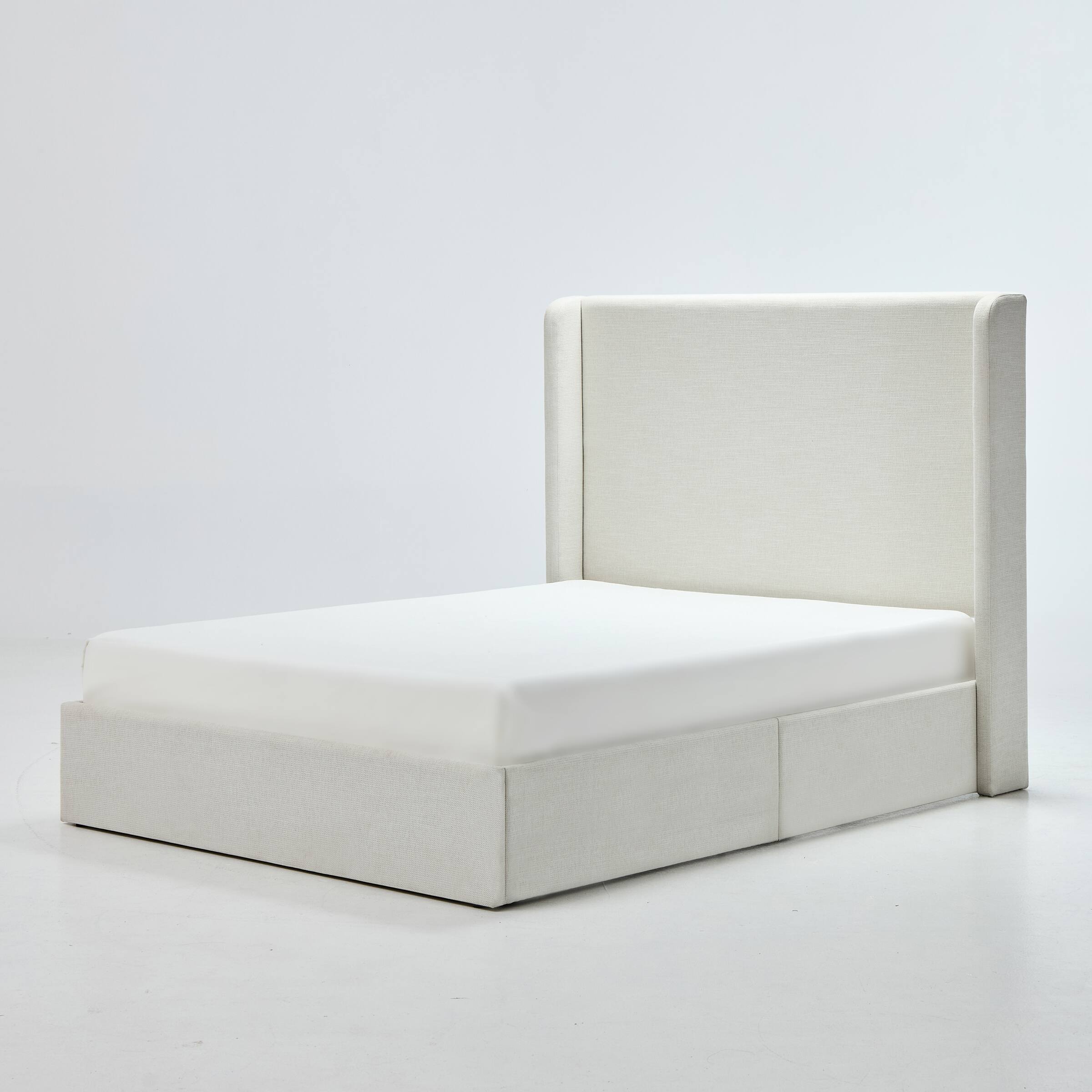 Alt View 1. Anysun - King Wingback Platform Bed - Chenille, 52.3" High Headboard, No Box Spring, Easy Assembly & No Noise - Ivory.