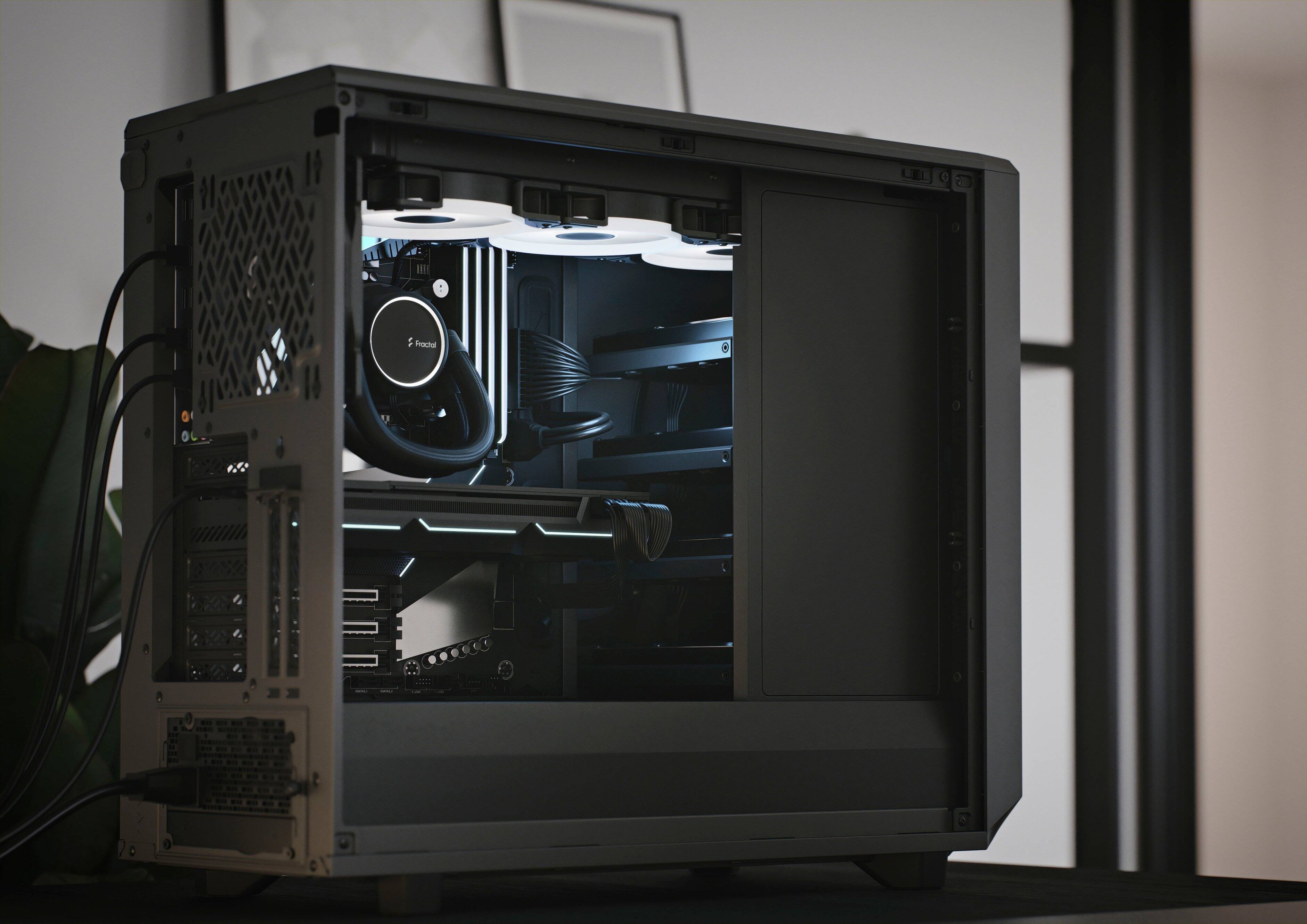 Alt View 32. Fractal Design - Meshify 2 Black ATX Light Tinted Tempered Glass Window Mid-Tower PC Case - Black.