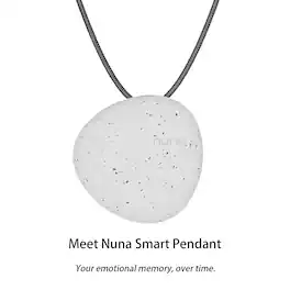 Nuna - Pendant Emotion Tracking Necklace with Mood Visualization, Auto-Journaling and Meditation Support - PEBBLE WHITE - (2025)
