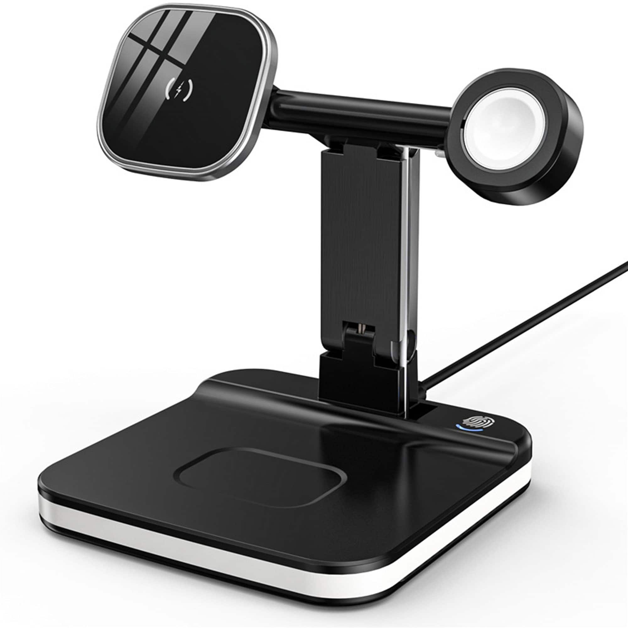 YONWAY - Foldable Wireless Charging Stand with LED Night Light, Magnetic Charger Dock Station for iPhone, Apple Watch, AirPods