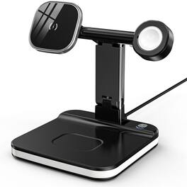 YONWAY - Foldable Wireless Charging Stand with LED Night Light, Magnetic Charger Dock Station for iPhone, Apple Watch, AirPods