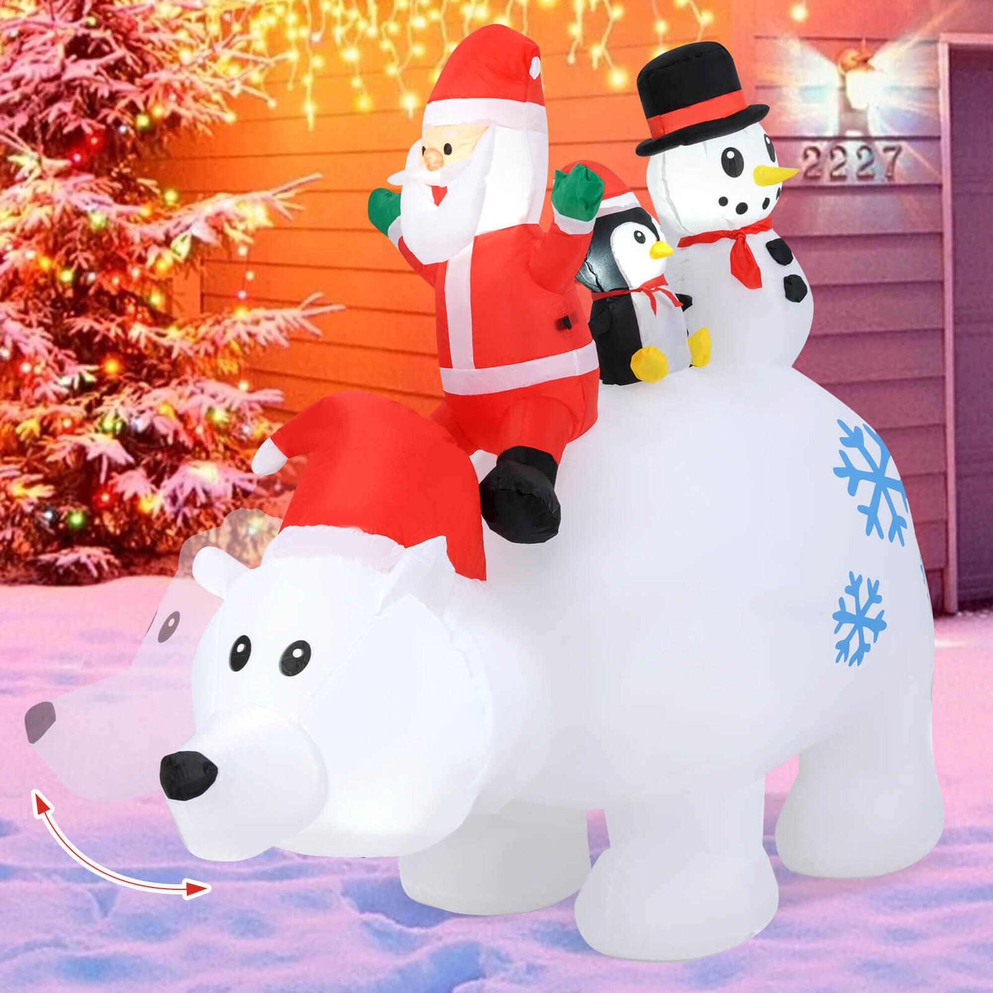 Alt View 9. Costway - Costway 6 FT Christmas Inflatable Animated Santa Penguin & Snowman Riding Polar Bear - White.