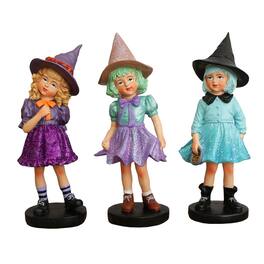 OrnamentallyYou - Mystical Victorian Witch Sisters Set of Three Figurines, Enchanted 6" Statues for a Bewitching Hallo - Green Violet