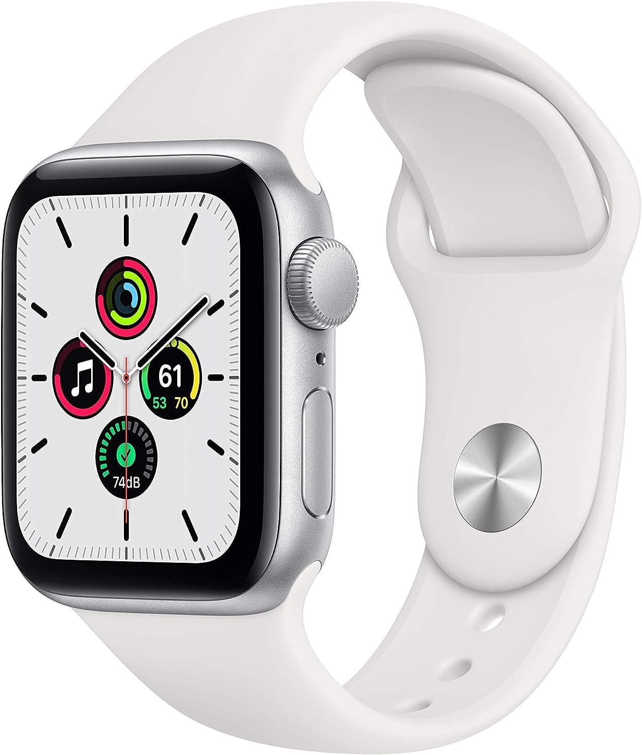 Front. Apple - Watch SE (2020) 1st Gen 44mm A2352 (GPS Only, No Cellular) - Silver.