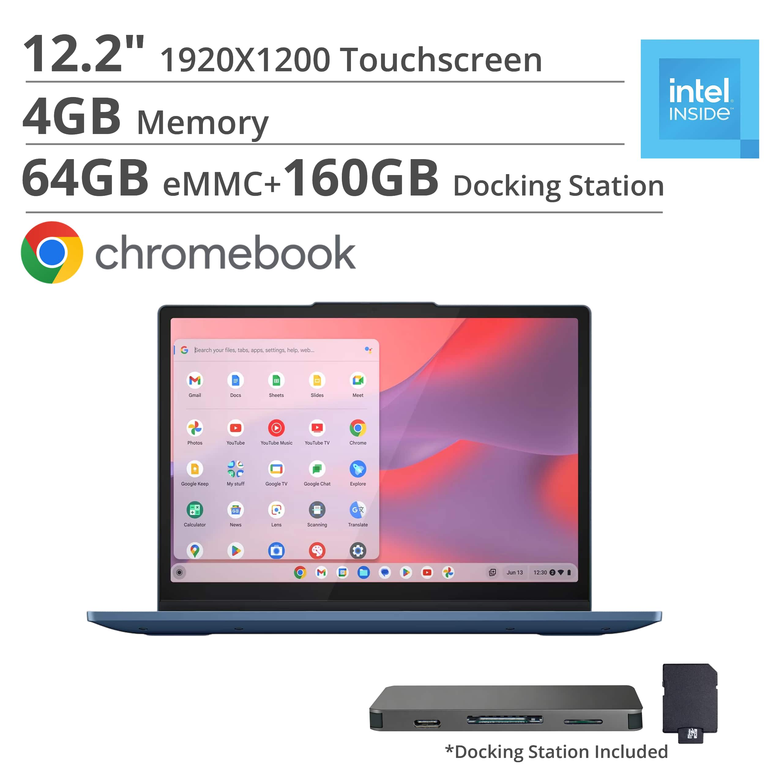 Lenovo - IdeaPad Flex 3i Chromebook Laptop - 12.2" 2K Touchscreen - Intel N100 2023 - 4GB Memory - 224GB Storage - Abyss Blue