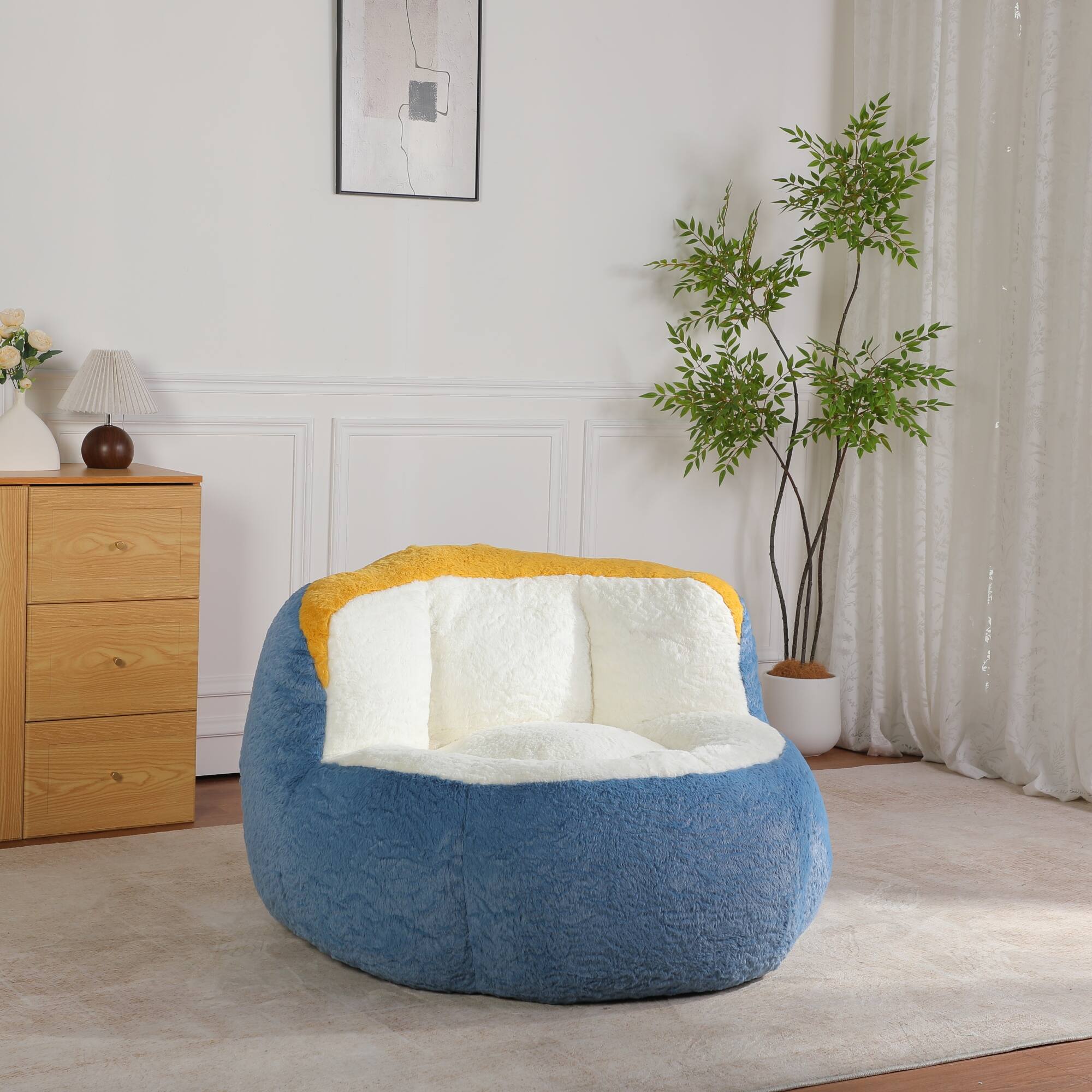 Alt View 9. GOODSILO - Oversized Bean Bag Chair Lounger Sofa with Faux Fur Cover and Shredded Foam Filling for Living Room Comfort - Multicolor.