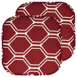 Sweet Home Collection - Mirage Hexagonal Memory Foam No Slip Back 16" x 16" Chair Pad Cushion, 2-Pack - Wine/White