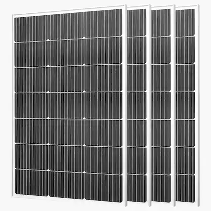 Front. VEVOR - 4PCS 100W Monocrystalline Solar Panels, 23% High-Efficiency Mono PV Module with Stable MC4 Output & Aluminum Frame - Black.