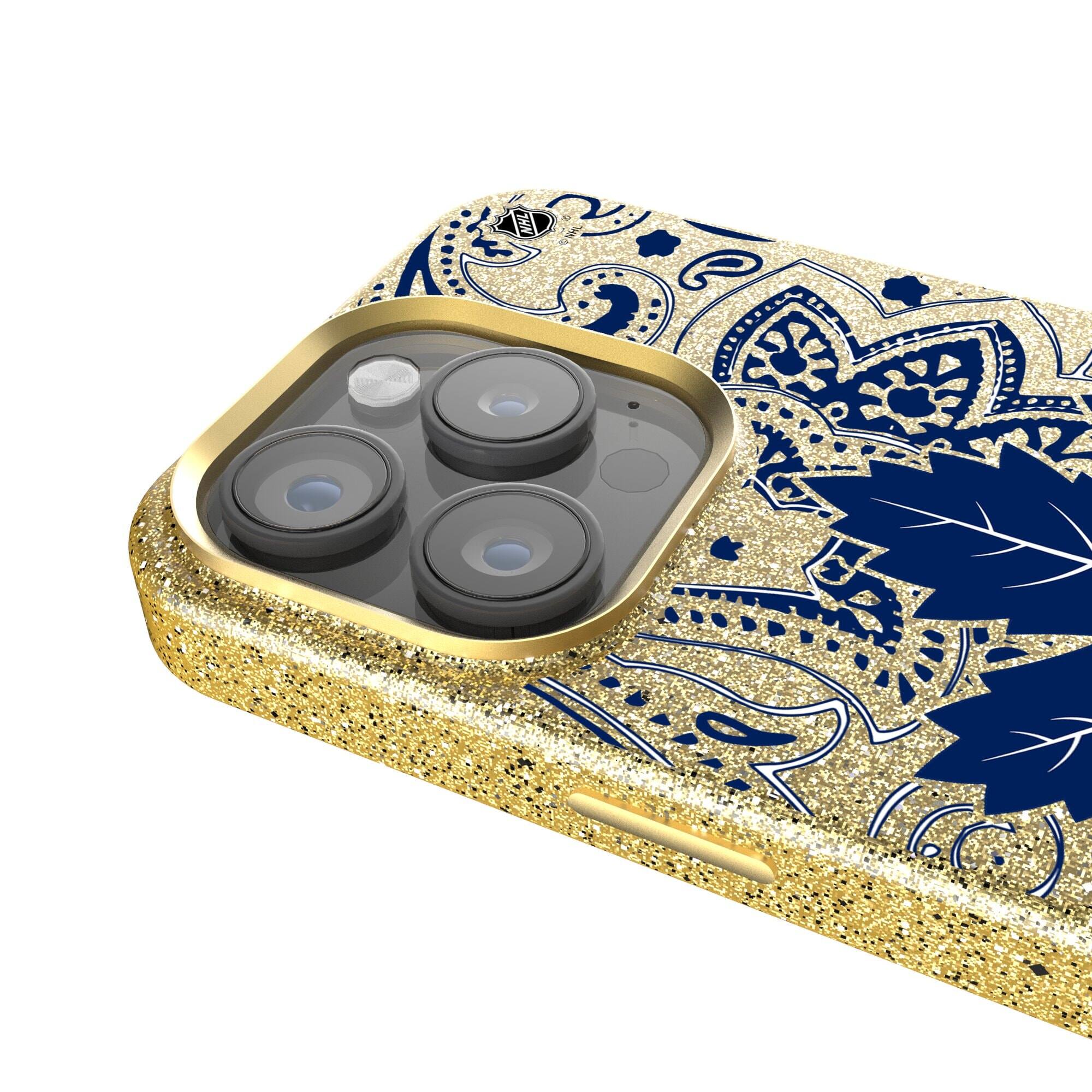 Alt View 3. Keyscaper - Gold Toronto Maple Leafs Paisley Bling iPhone Case - 15 - Gold.