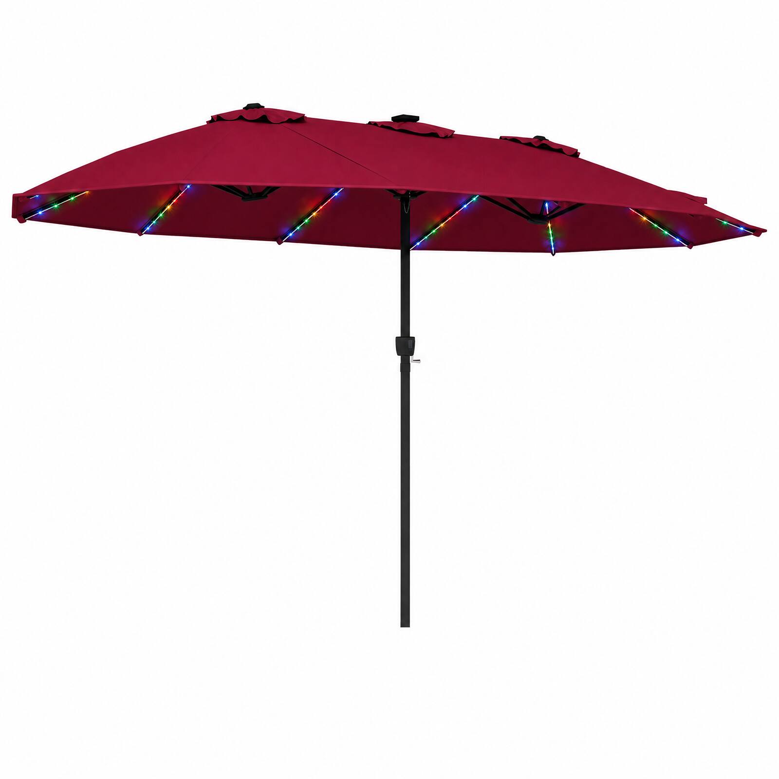 Alt View 8. Gymax - Gymax 15.5 FT Extra-Large Patio Umbrella w/12 Ribs 12 Light Modes 144 Solar LED Lights Red - Red.