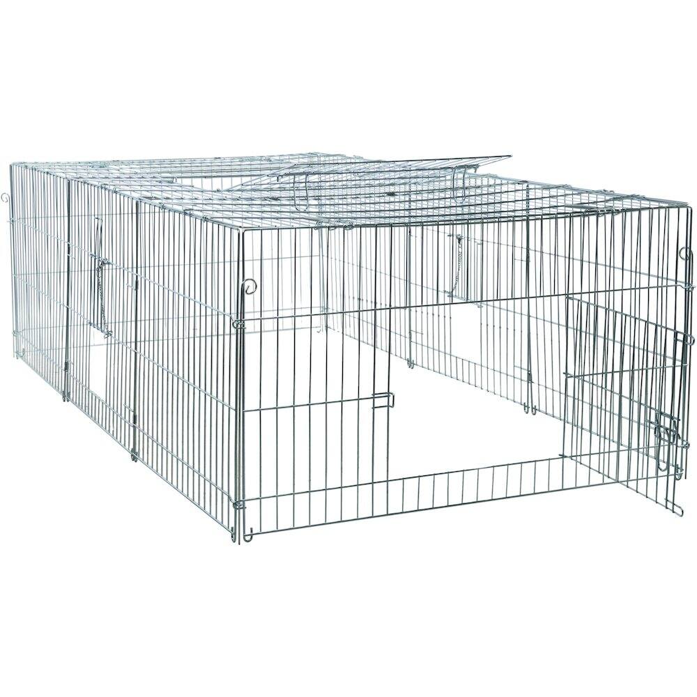 Alt View 1. TRIXIE - Enclosed Outdoor Ft. Galvanized Metal Animal Cage with 5 Doors - Silver.