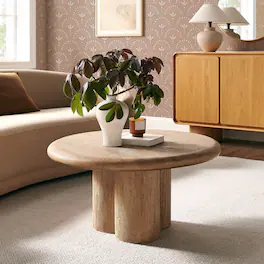 Tori 31 Inch Round Indoor and Outdoor Coffee Table by Modway - Oak